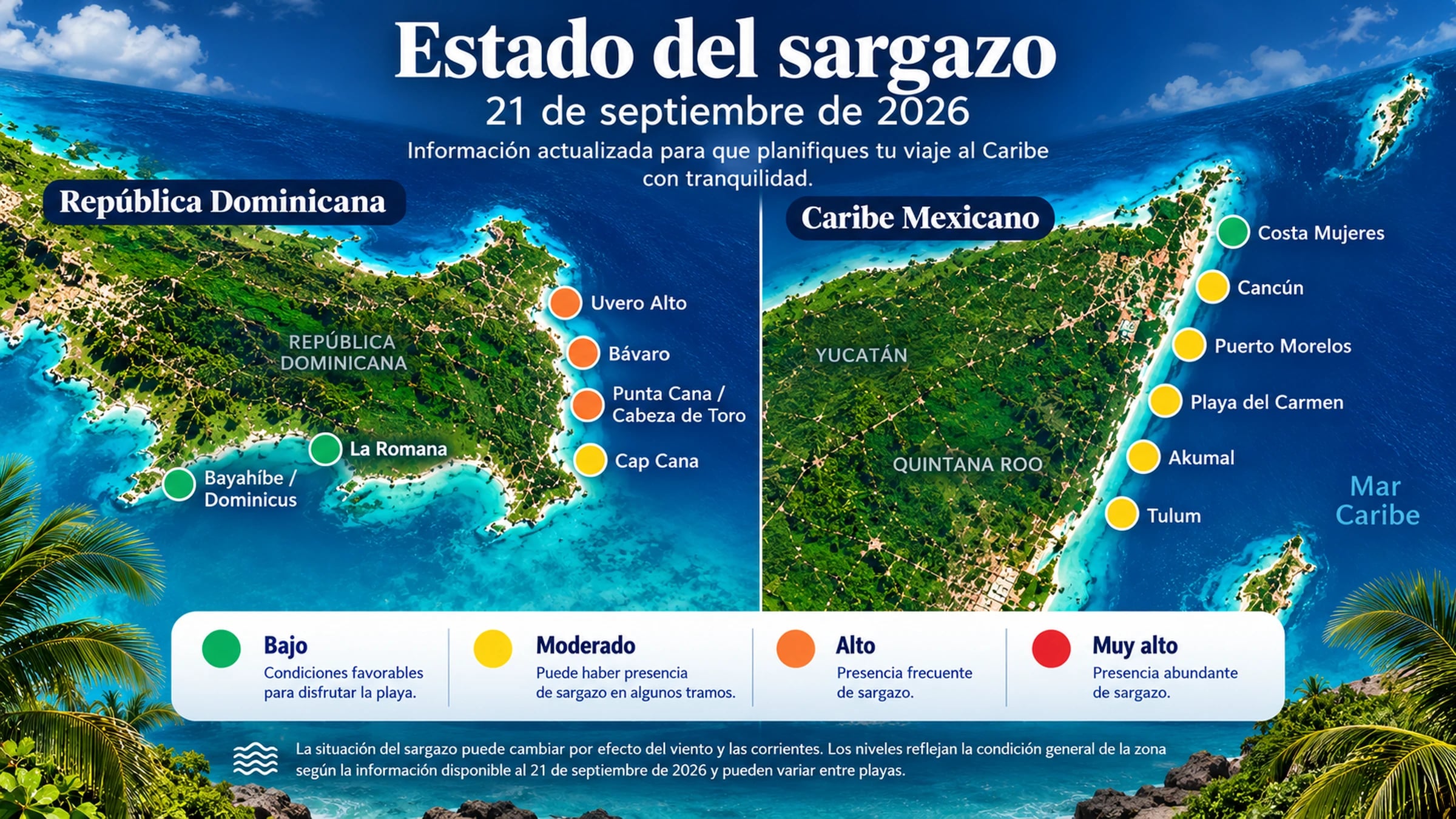 Imagen del artículo: Reporte semanal de sargazo — 21 de septiembre de 2026