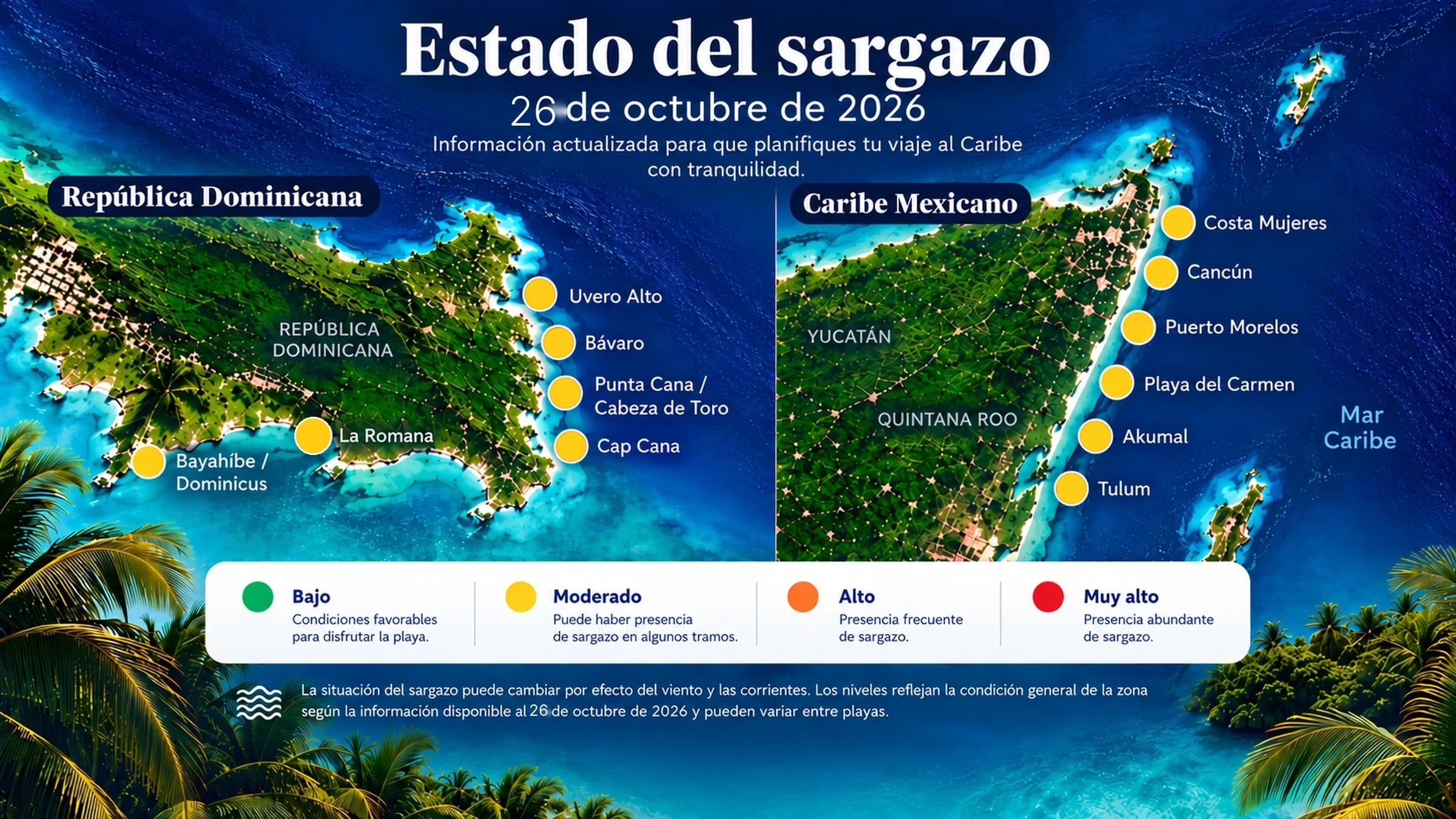 Imagen del artículo: Reporte semanal de sargazo — 26 de octubre de 2026