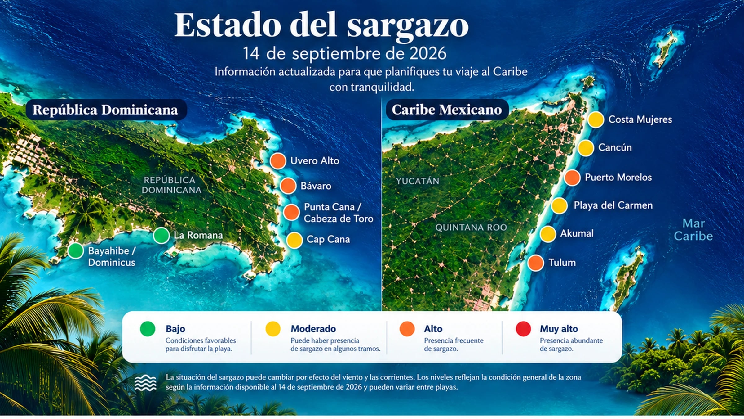 Imagen del artículo: Reporte semanal de sargazo — 14 de septiembre de 2026